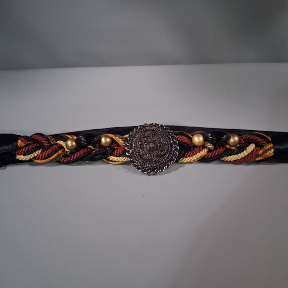 VTG 80s Carolyn Tanner Designs Braided Beaded Medallion Belt Atlanta Art Boho main image 8